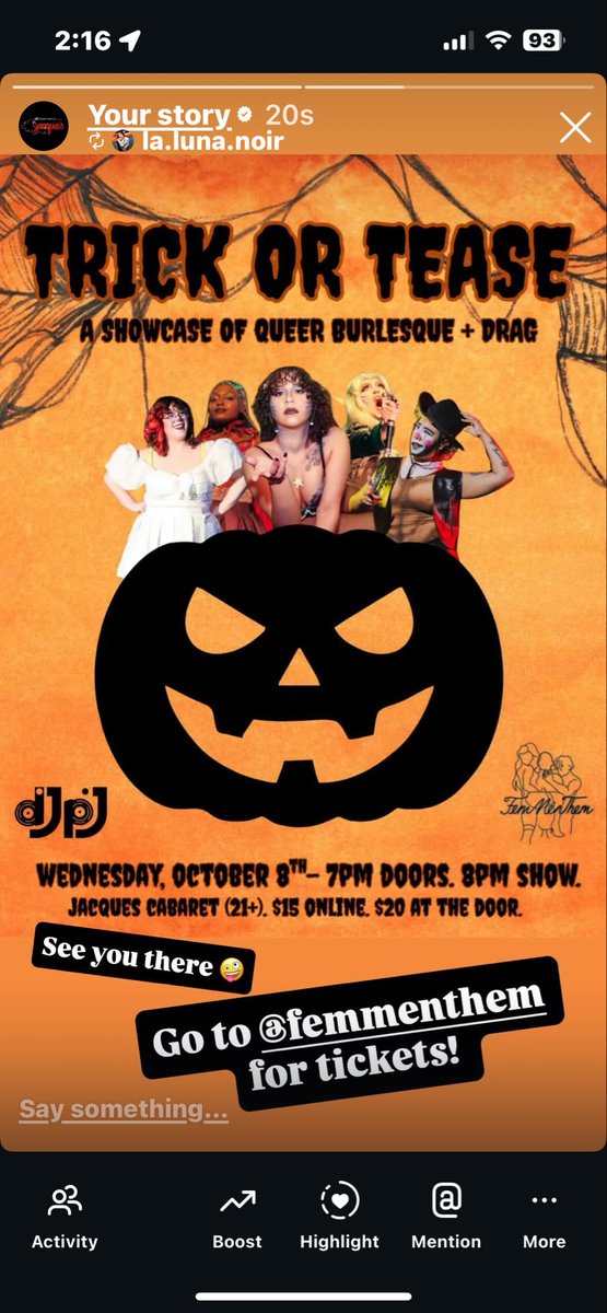 TONIGHT AT JACQUES 
DOOR AT 7pm *** SHOW AT 8pm

$15 online $20 at door

Presented by: Fementhem