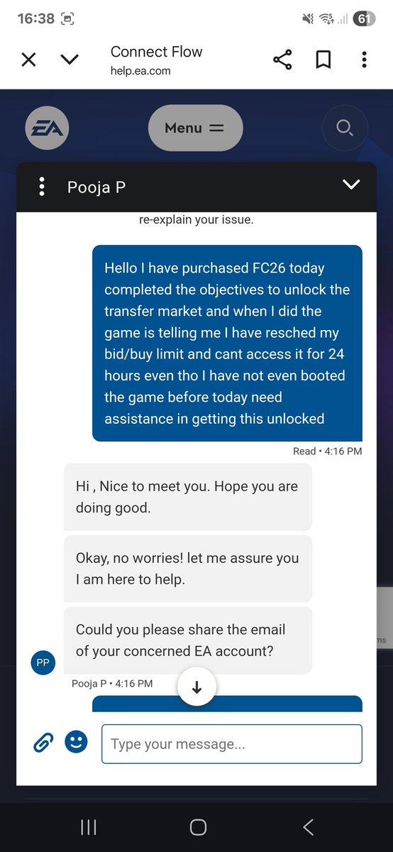 DaimZero's tweet photo. Anyone had this issue with #FC26 bought the game today did the objectives to unlock the market and I have 24 hour ban even tho ive not bought anything yet and all I get from @EAHelp is tough wait 24 hours. https://t.co/C39vvqlh4f