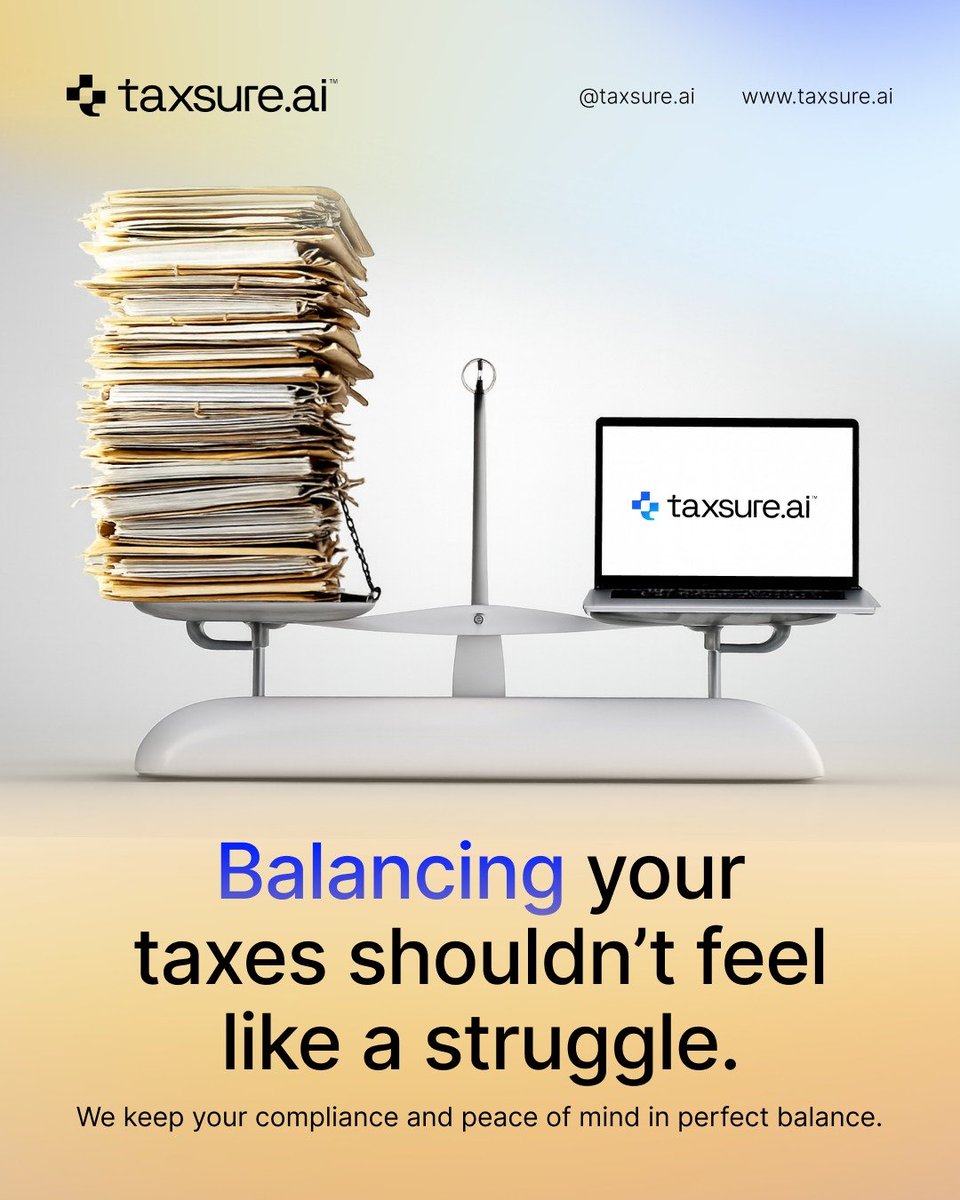 TaxSure_ai's tweet image. Too much tax stress tipping your scale? 
Let taxsure.ai bring it back in balance - smart, accurate, &amp;amp; stress-free filing for NRIs. 

#TaxBalance #NRICompliance #SmartFiling #TaxTech #NRIFinance