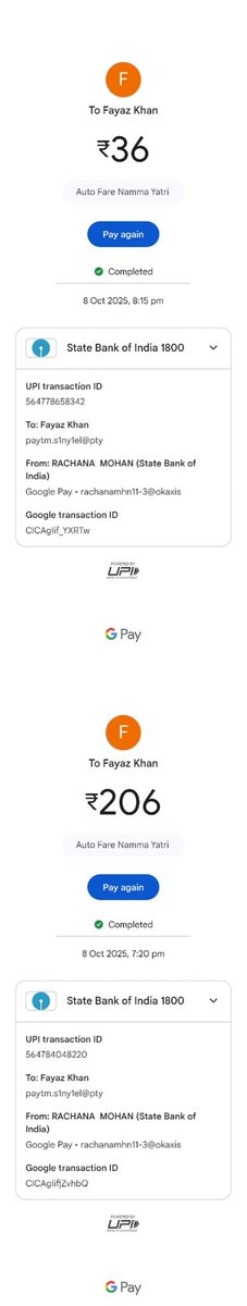 rachanamohan's tweet photo. @nammayatri When the auto ride was booked, the fare displayed was ₹206. However, after the ride was completed, the final fare shown was ₹242. I kindly request a refund of the difference amount of ₹36 to the original payment source. https://t.co/0BlZRgAWwC