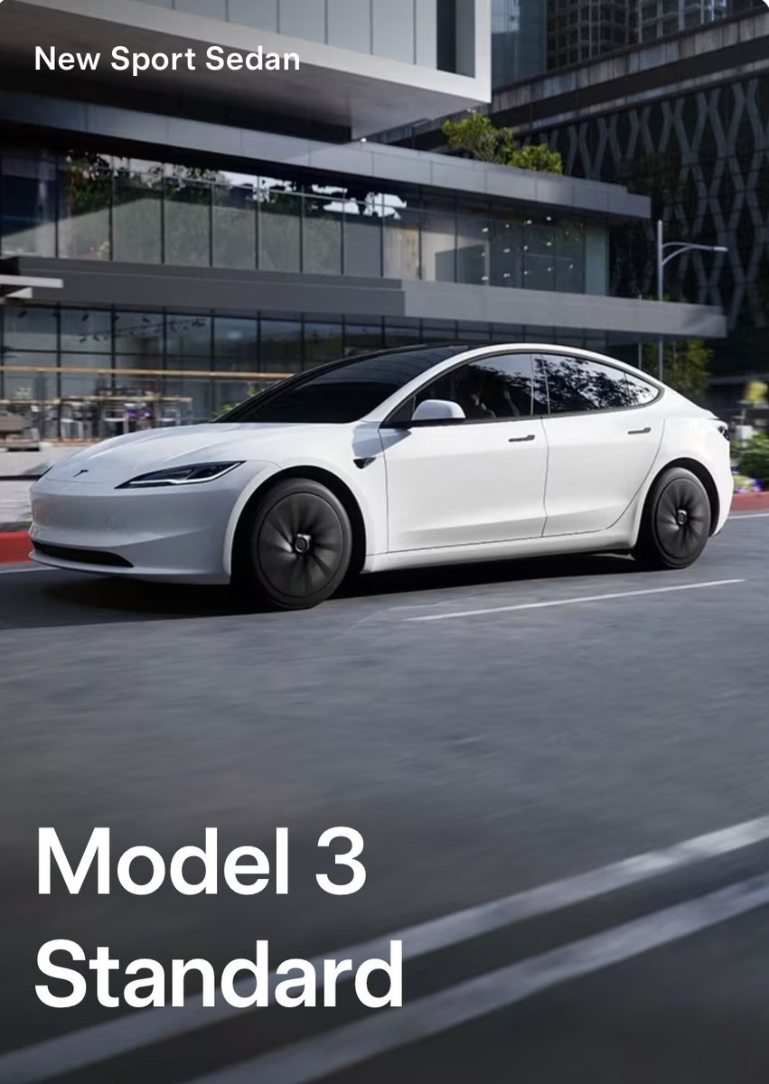 slye's tweet image. The new cheaper Tesla cars are not what you think.

The “Standard” models weren’t made with an expectation to sell well.

They were made to make the existing “Premium” cars feel $7,500 better now that the tax credit is gone.

If you’re a buyer do yourself a favor and get Premium