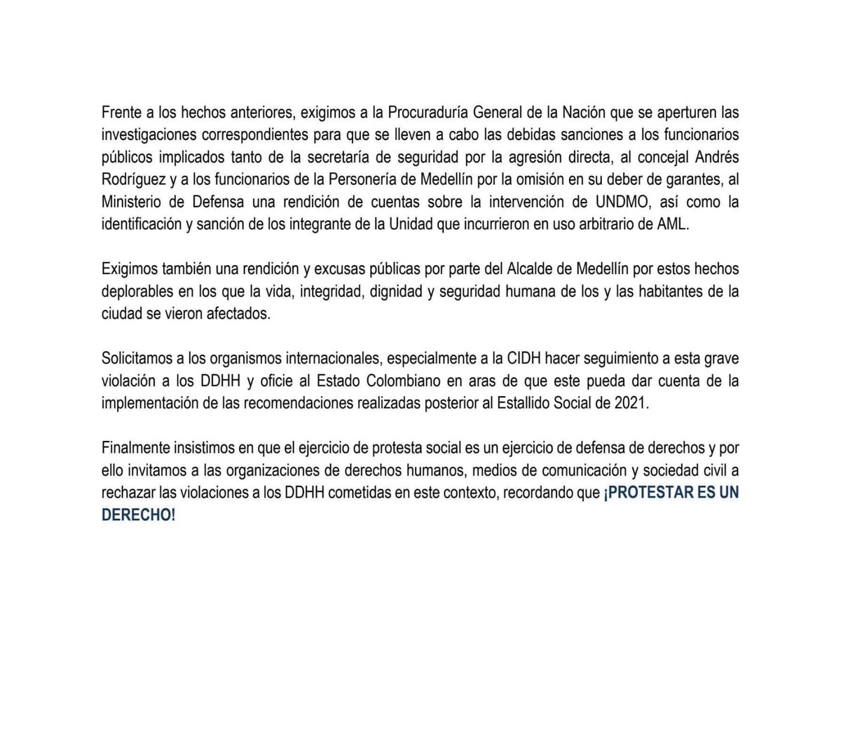 Rechazamos categóricamente el evidente desdén de la <a href="/AlcaldiadeMed/">Alcaldía de Medellín</a> por el respeto de los DDHH. 

Exigimos garantías para la movilización porque ¡PROTESTAR ES UN DERECHO!