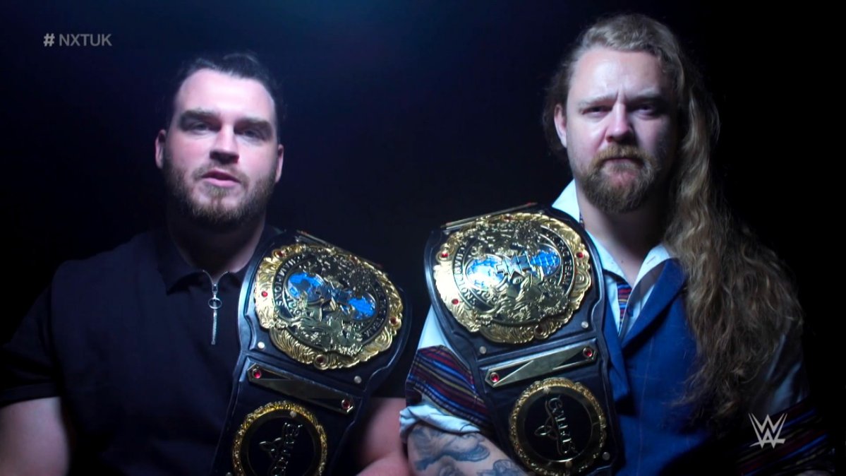 NXTUK_Legacy's tweet image. Oct. 8, 2020:

At BT Sport Studios, @m_coffey90 &amp;amp; @WolfgangYoung stated #Gallus not only runs the #NXTUK tag team division but also the entire brand as it is their kingdom. #GBOT 

📸 WWE