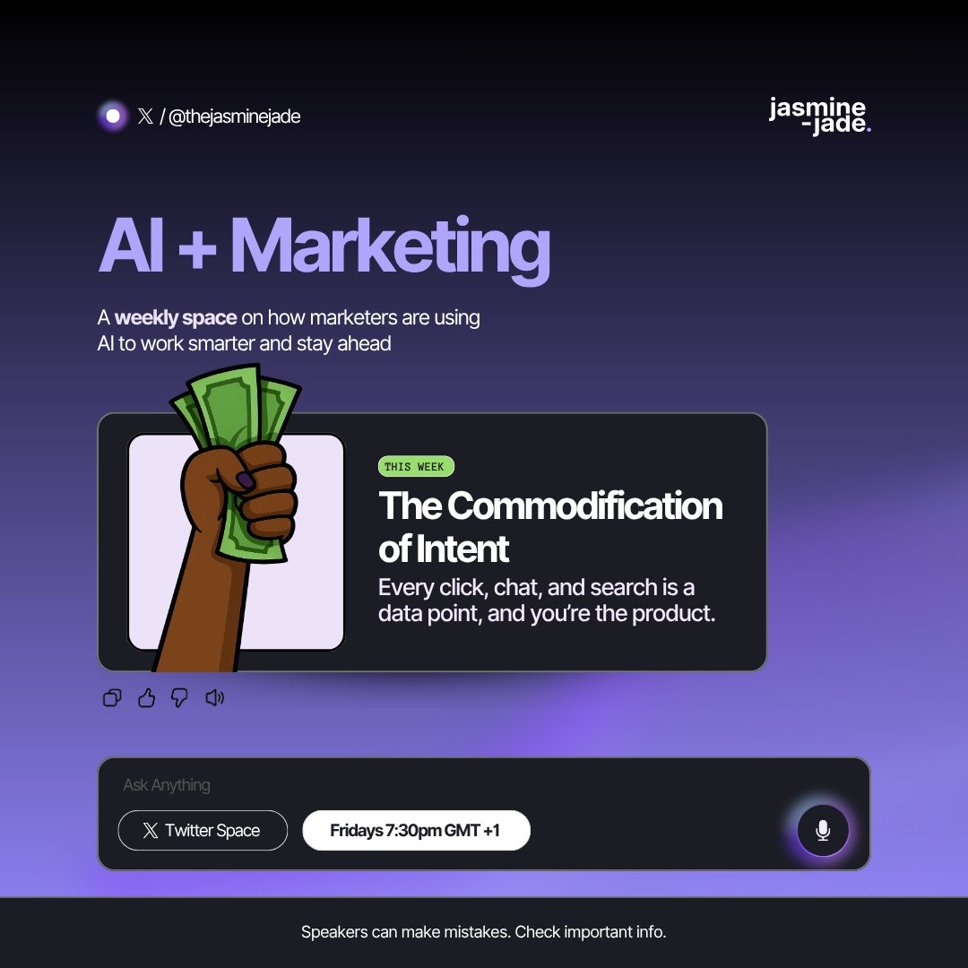 Advertisers combine the micro-signals we leave so well, we joke our phones are listening.

What happens when they can predict our next search, our next spend, or even what we'll say next? When, thanks to AI, intent itself becomes a product?

Let's talk about it.