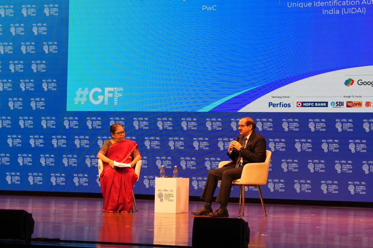 UIDAI's tweet image. The session ‘Bridging Identity & Innovation: UIDAI’s Role in the Age of AI & Fintech’ at #GFF2025 highlighted how Aadhaar continues to anchor trust, inclusion, and innovation in India’s digital ecosystem.
#Aadhaar #GFF #GlobalFintechFest
