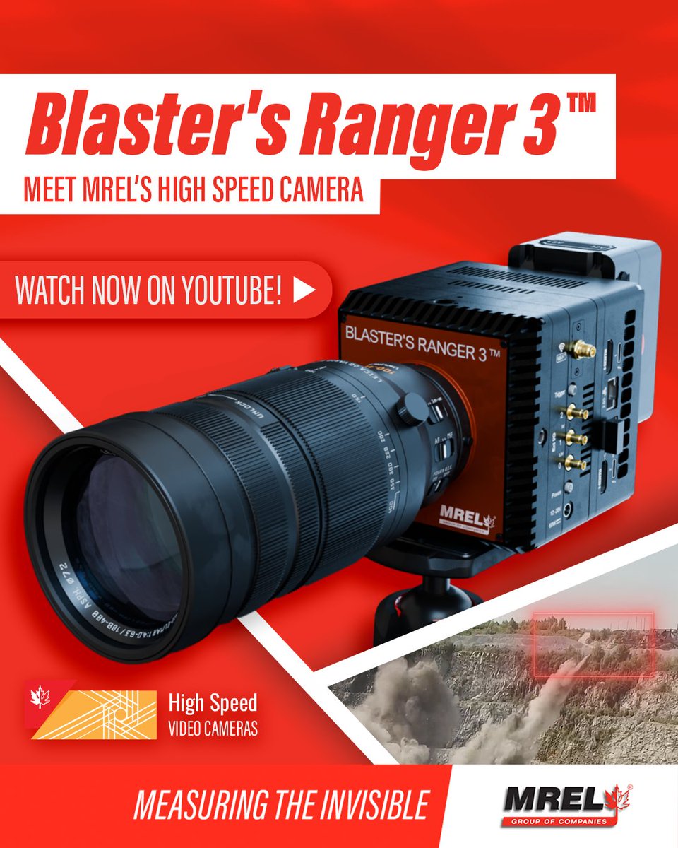 MRELcompanies's tweet photo. MREL is proud to show the Blaster's Ranger 3™ High Speed Camera! 📹

This isn't just a camera; it's your complete blast measurement and analysis solution, designed to turn milliseconds into actionable knowledge.

Watch the 3D feature film today! https://t.co/Sc9ihXRfYq https://t.co/rtBuu8lXj1