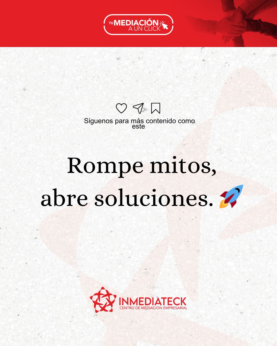 🚫💬 Hoy toca un #FactCheck sobre #Mediación
❌ Mito: Es solo para casos pequeños.
❌ Mito: No se necesitan abogados.

👉 Abogados, ¿cuál de estos mitos habían escuchado?
Compartan otros mitos sobre mediación 👇

#AbogadosEcuador #LegalTechEC #ResoluciónDeConflictos