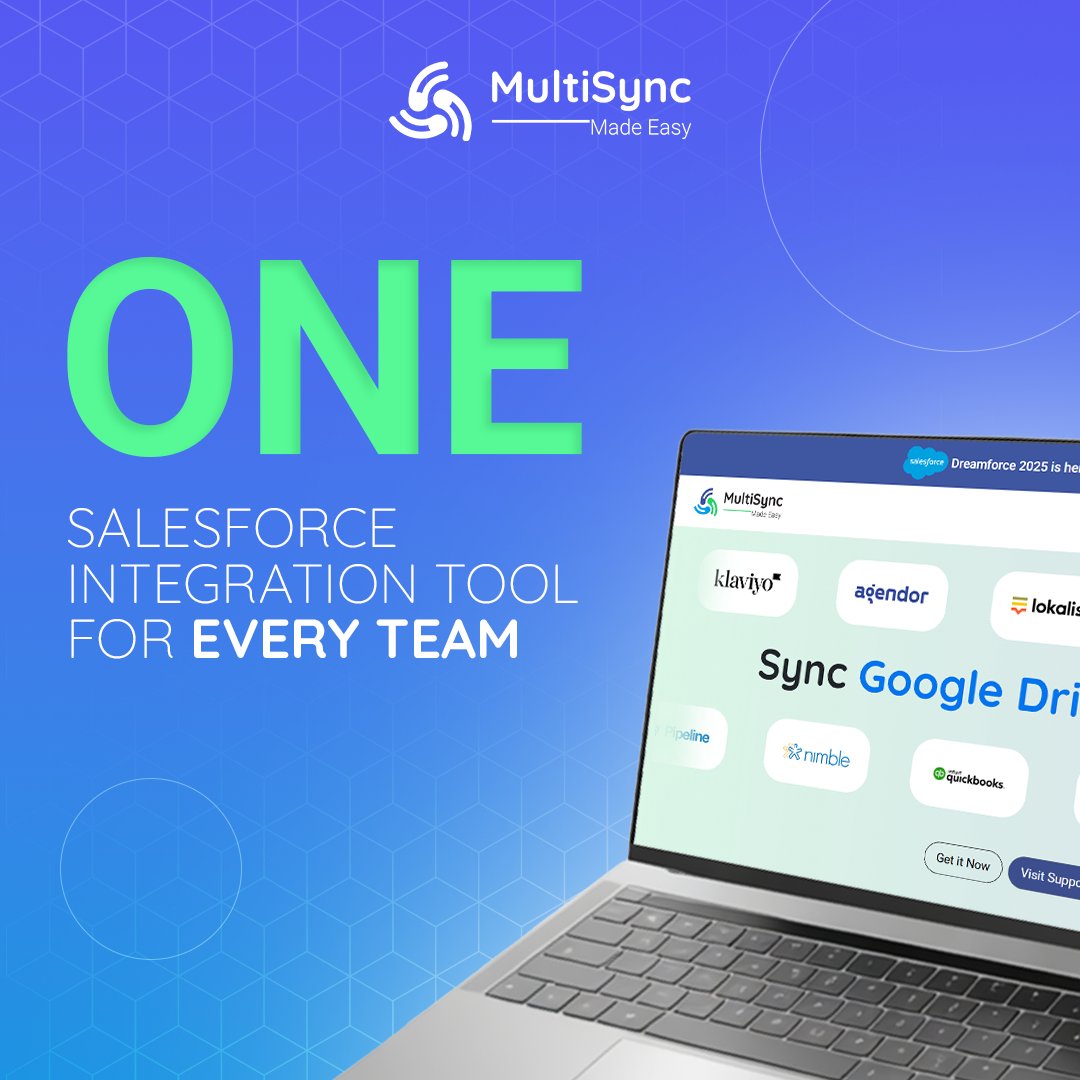 Multisynceasy's tweet image. MultiSync Made Easy connects your tools seamlessly with @salesforce , keeping every team aligned and productive.
Install the App Now: bit.ly/4o7Yj1T
#multisyncmadeeasy #SalesforceIntegration #b2btools #CRMTools #TeamProductivity