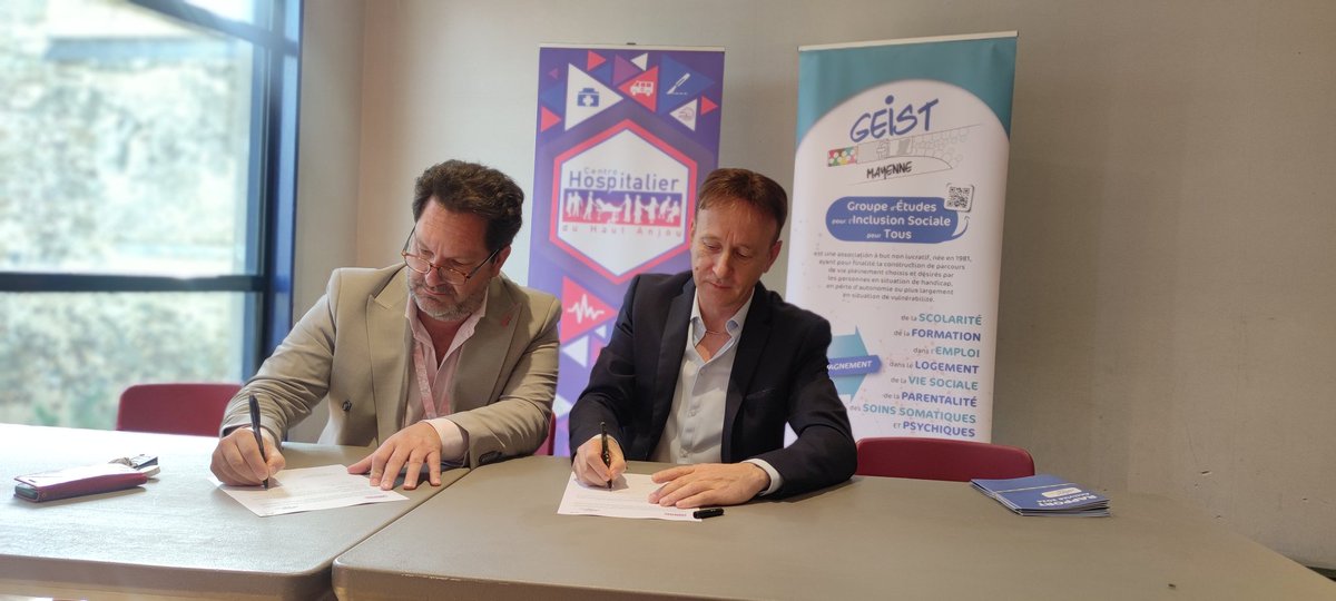 🎶 Pendant l’événement #SISM2025 à <a href="/chateau_gontier/">Château-Gontier</a>, le <a href="/CH_HAUTANJOU/">CH HAUT ANJOU</a> et l'association GEIST DE LA MAYENNE ont signé officiellement une convention de partenariat 🤝
Un pas de plus pour la santé mentale et l’inclusion 💚
Plus d'info sur le GEIST : geistmayenne.fr
<a href="/ars_pdl/">ARS Pays de la Loire</a>