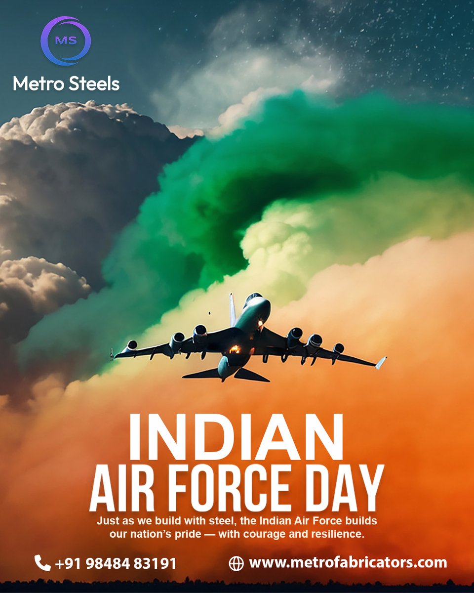 MetroFab786's tweet photo. To the wings that protect our nation — thank you!
Happy Indian Air Force Day.

#MetroSteels #IndianAirForceDay #AirForceDay #IndianAirForce #IAF #SaluteToTheHeroes #ProudIndian #JaiHind #OurPrideOurAirForce #NationFirst #HeroesOfTheSky https://t.co/nACLK16q0F