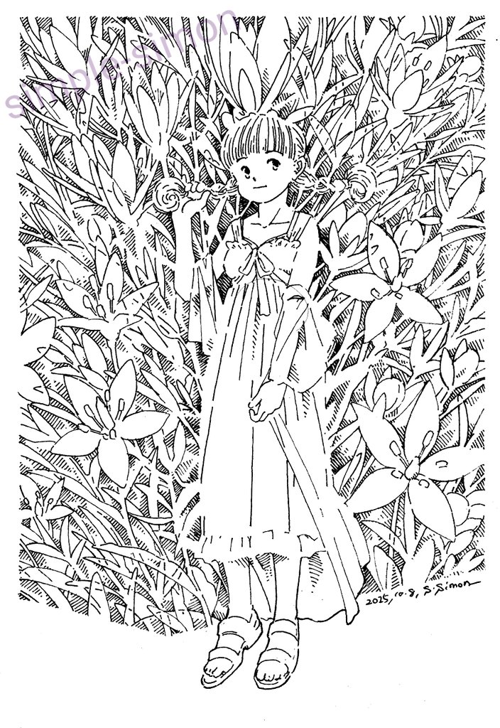 本日の１枚
「センブリ」
千振、です。リンドウ科。
薬草、特に胃薬として用いられます。
(今日は描けたぞ☺️)