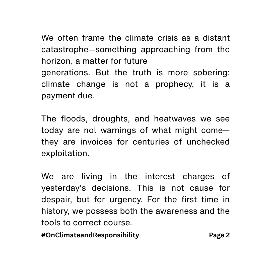 Ramanan_Ba's tweet photo. Climate change isn’t a distant threat—it’s the invoice for centuries of exploitation.
Action delayed is destiny denied.
Clean energy &amp; circular economies aren’t luxuries, they’re obligations we owe the unborn.
- Ramanan Balagangadharan
#OnClimateandResponsibility https://t.co/cFOOVafilk