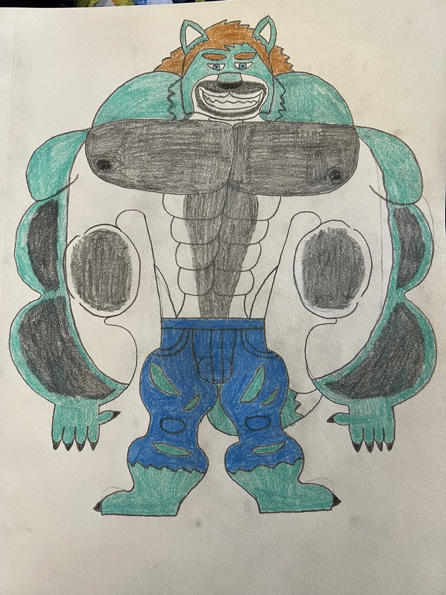 Here’s a brand new drawing I made of a new werewolf OC, his name is Aiden Tylerson and he’s a hunky werewolf superhero.