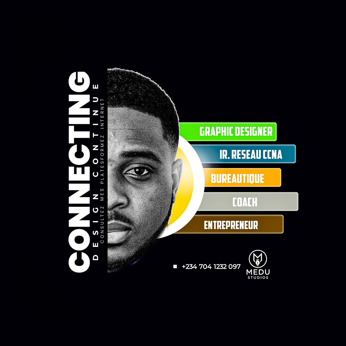 MEDU_GRAPHICS's tweet image. Replicated this dark-themed flyer to test contrast &amp;amp; minimalism ⚫💡
Every project sharpens the craft one detail at a time.
Need something sleek for your brand? Let’s talk.
#MeduStudios #FlyerDesign #CreativeProcess #MinimalDesign #GraphicDesign #BrandIdentity #DesignJourney
