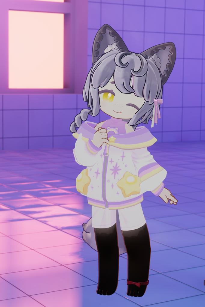 ゆめポップジャケットをビスキュイに着せましたー
星の意匠とゆめかわなカラーがとっても可愛い！
#カナモノヤ