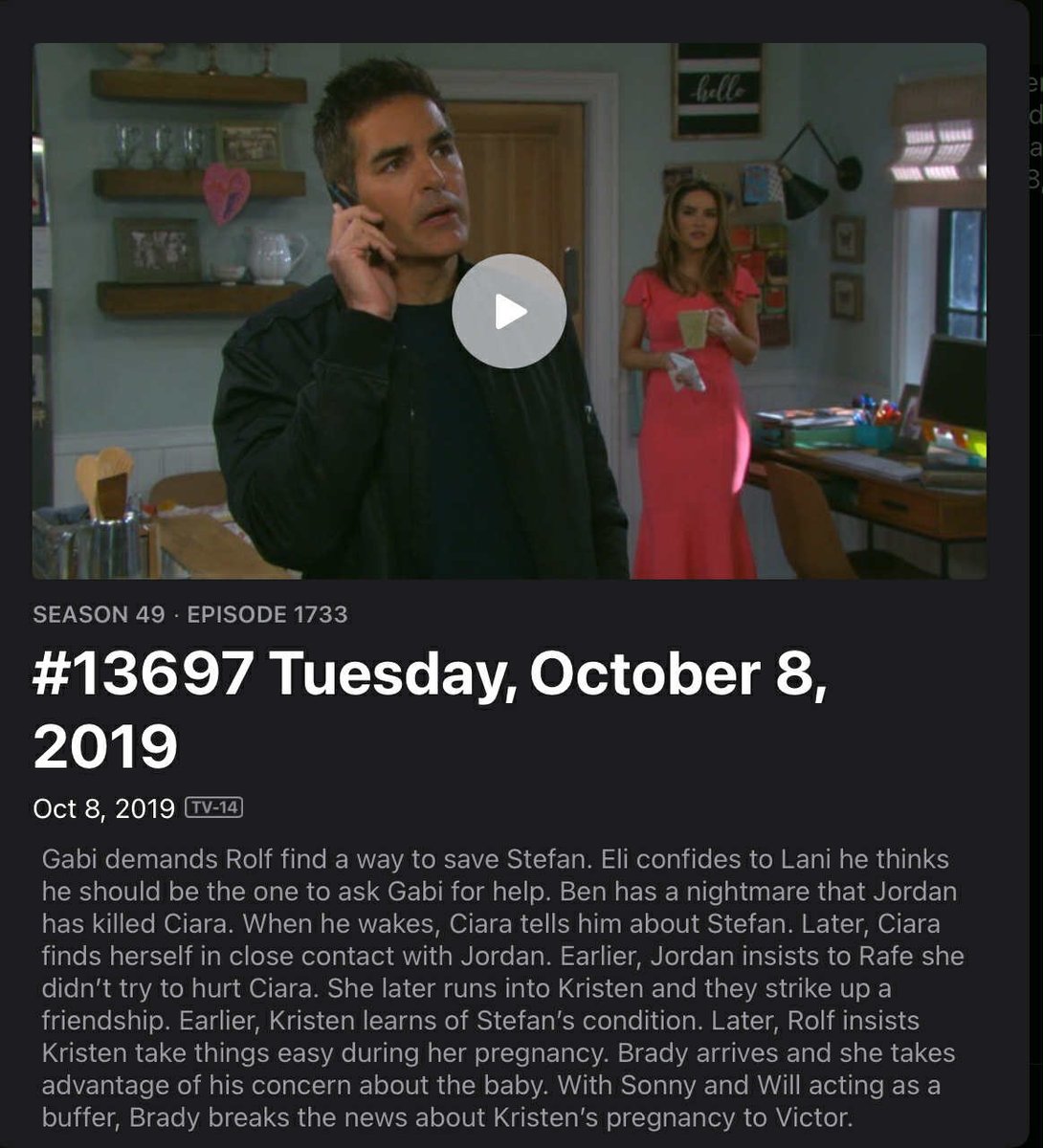 Days of our Lives - October 8, 2019 🙂🎭📺 <a href="/AppleTV/">Apple TV</a>