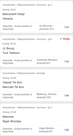#jajekbets 

🏀EUROPEJSKI KOSZ🏀

💰4-0 = 50PLN DLA OSOBY, KTÓRA POLUBI I PODA POST DALEJ💰❤️

SuperSocial superbet.onelink.me/Tegf/ogxr8exr

🏀Bahcesehir Koleji - Venezia
🇫🇷Ky Bowman - liczba punktów ⬆️12,5
@ 1.53

🏀JL Bourg - Turk Telekom
🇨🇮Assemian Moulare - liczba punktów ⬆️9,5
@ 1.55