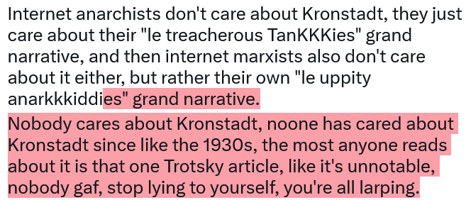 CZPamphlets's tweet photo. Kronstadt is funny, as in like what it symbolises online. https://t.co/s6aB5yziaw