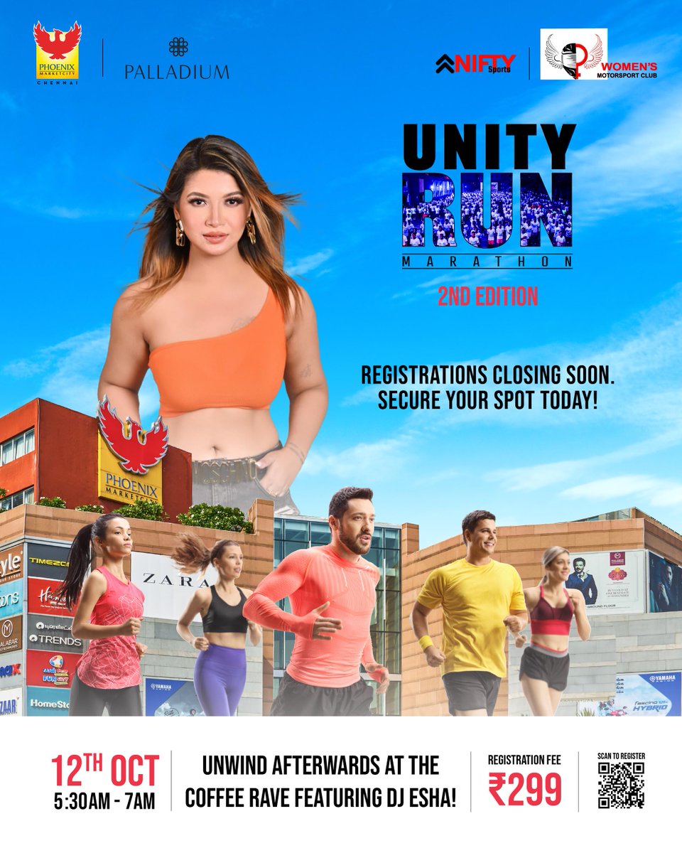 pmcchennai's tweet image. Lace up, run strong, and fuel your spirit! 🏃♂️
Unity Run 2.0 kicks off an action-packed morning of energy and endurance.
💪 Run with purpose, recharge with fitness vibes, and wrap it up with the Coffee Rave powered by DJ Esha’s electrifying beats! ☕🎶
#UnityRun #Pmcc