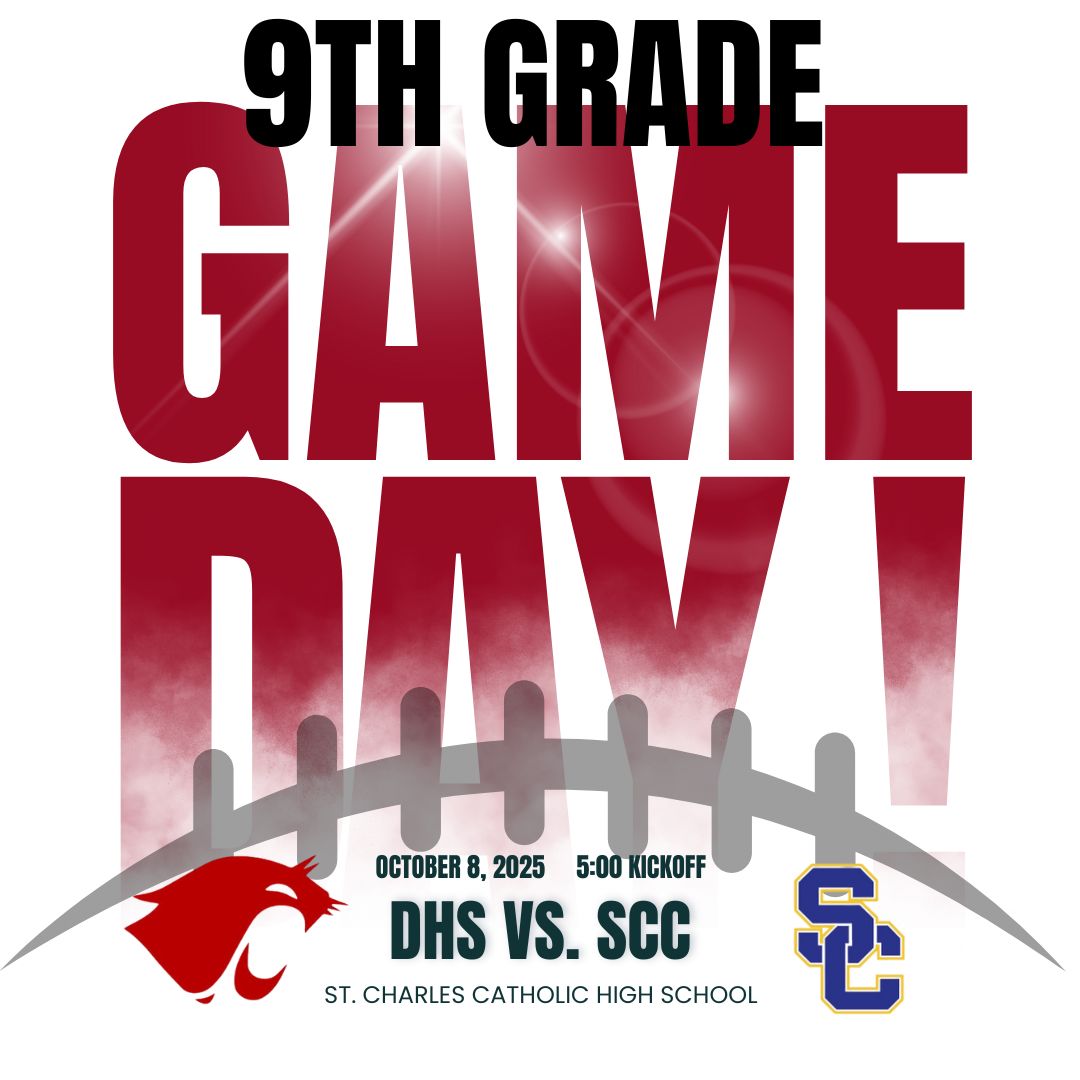 DHSWildcats's tweet photo. 💥 GAME DAY ALERT! 

Your FIGHTING WILDCATS 9th Grade Team is in action TODAY at St. Charles Catholic taking on the Comets! 🏈

🔥 Kickoff: 5 PM 
📍 ST. CHARLES CATHOLIC https://t.co/OKHKfCRgJ0