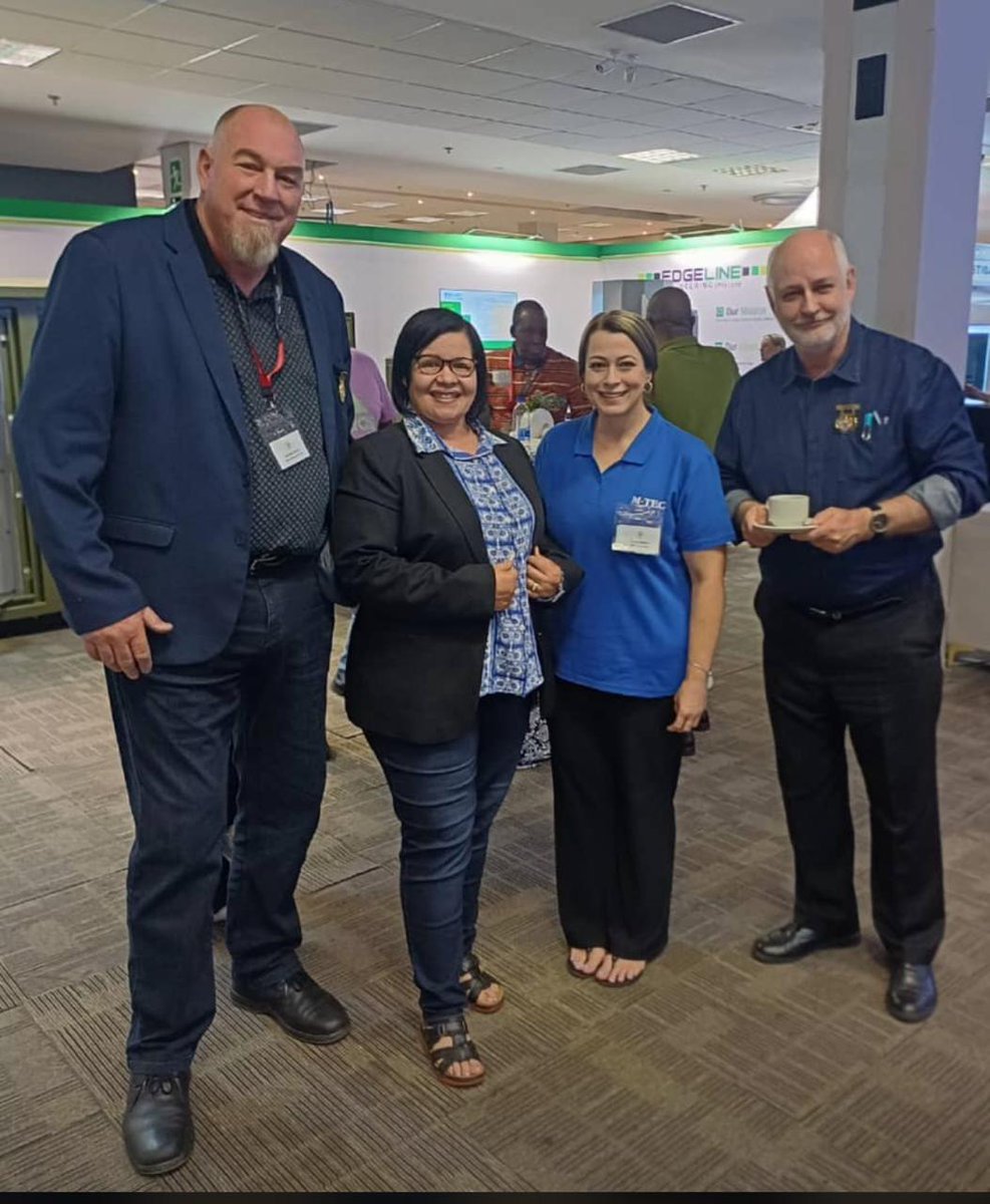 The_AMEU's tweet photo. Gordon Arons, Cindy Maree, Jean Venter with Annetjie Benz from theNamibiabranch (AEDU) #AMEU2025 https://t.co/1xfa0gSHsz