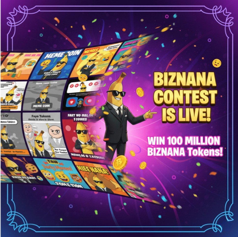 gobiznana's tweet image. Want to instantly boost your bag by 100 MILLION BIZNANA Tokens? 🤑
The BIZNANA Contest is officially LIVE! Look at all the amazing entries—it&apos;s your turn to shine.
.
.
.
#BIZNANA #CryptoContest #MemeCoin #Giveaway #ContestAlert #WinBig #Community