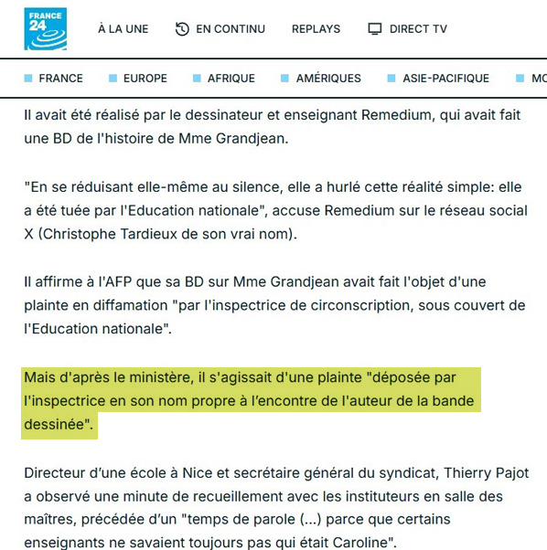 RemediumTimoris's tweet photo. Il faut bien mesurer toute l’ignominie de l’Éducation nationale en tant qu’institution maltraitante. Non contente d’avoir poussé Caroline dans la tombe, elle lâche désormais son bras armé, l’inspectrice de circonscription, afin de s’en sortir les mains propres. (1/4) https://t.co/dJjhNyZjcl