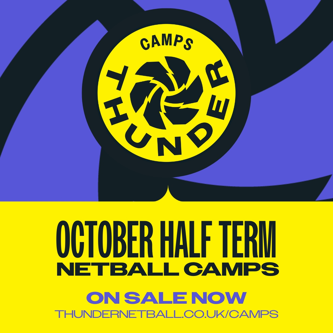 Our October half term #netball camps are on sale now! 🎃

Book now ➡️ thundernetball.co.uk/camps/

Wed 29th Oct - The King's School Macclesfield
Thurs 30th Oct - South Wirral High School
Fri 31st Oct - Manchester High School for Girls

Prepared and delivered by our elite coaching