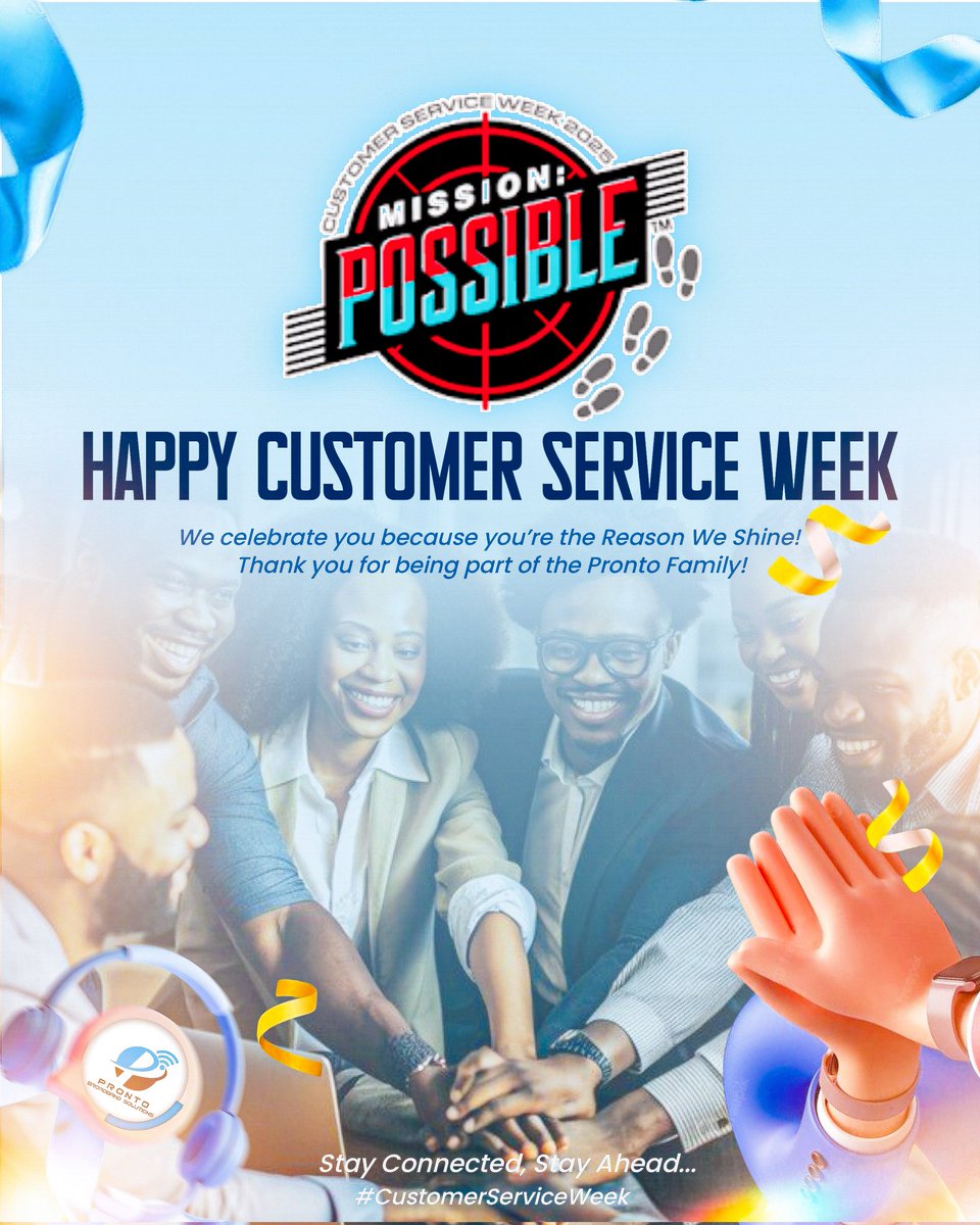 ProntoBroadband's tweet photo. Every connection matters, &amp; every mission begins with YOU.💫
This #CustomerServiceWeek, we celebrate your trust, feedback &amp; support–the reason our mission isn’t just possible, it’s alive every day
Thank you for believing in us.
Stay Connected..Stay Ahead.
#CustomerServiceWeek2025 https://t.co/56e64MOu5r