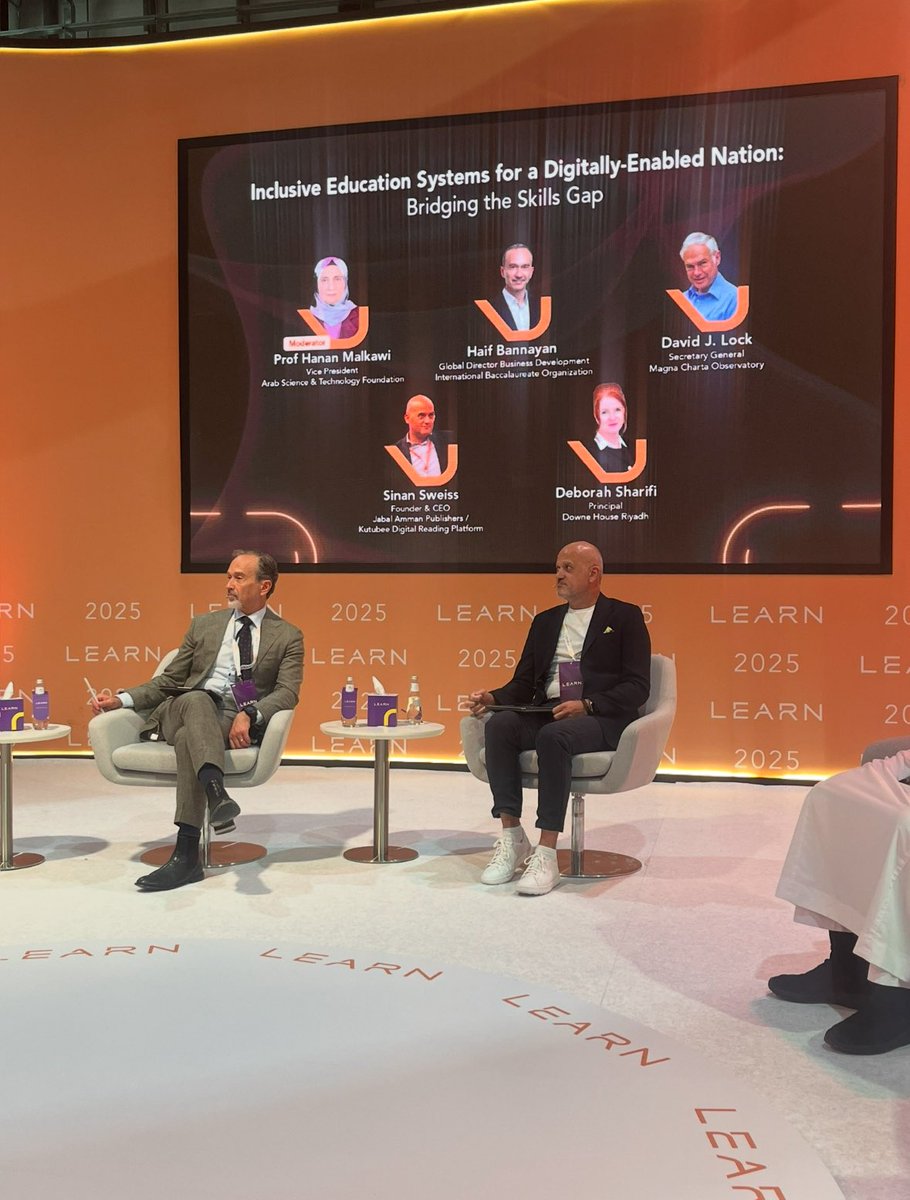 سعيدون بمشاركة السيد سنان صويص، المدير التنفيذي لمنصة كتبي، في مؤتمر #LEARN2025 بالرياض 🇸🇦 ضمن جلسة عن التعليم الشامل والمهارات الرقمية.
كما أكد أن السعودية  تتصدر المنطقة في الذكاء الاصطناعي وأهمية محو الأمية التقنية.