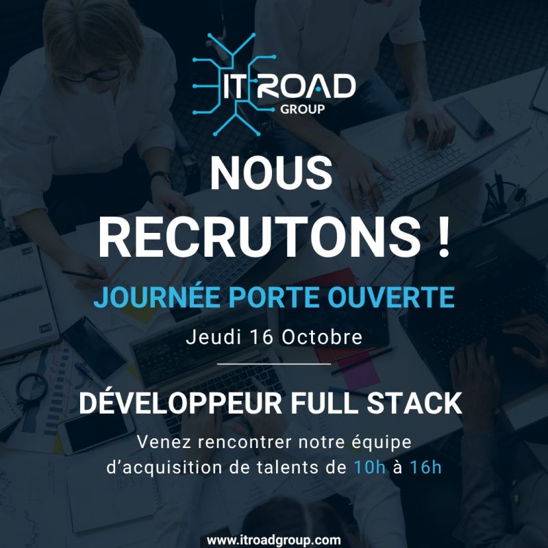 ITRoadGroup's tweet photo. Nous recrutons des Développeurs Full Stack ! 

Journée Porte Ouverte:

🗓️Jeudi 16 Octobre, de 10h à 16h 
📍 Sidi Maarouf, Casablanca (Optima Business Center) 
Intéressé(e) ? Venez nous rencontrer ou envoyez votre CV à recrutement@itroad.ma.
https://t.co/wozsteHHyc

#recrutement https://t.co/CmioHWYBnZ