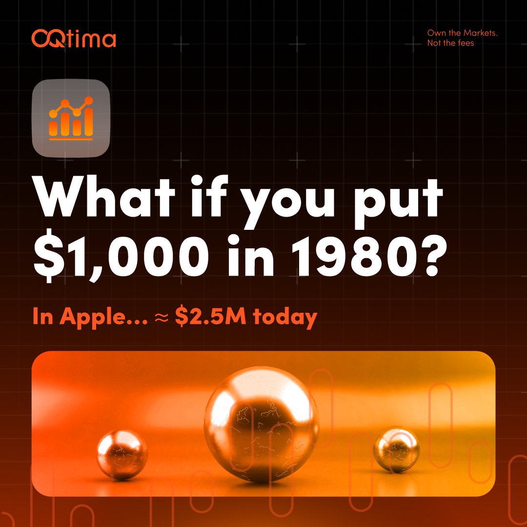 Apple’s IPO payoff, in plain English 🍏

- IPO: Dec 12, 1980 at $22/share
- Stock splits: 5 times since then → early shares multiplied 224×
- $1,000 at the IPO would be worth about $2.4–$2.5 million today (not counting dividends)

Long-term compounding > perfect timing.