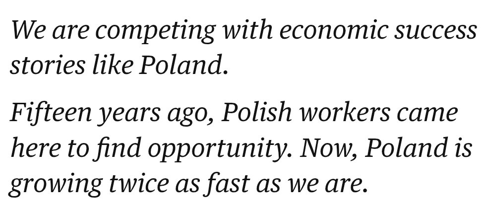 Would anyone like to remind Badenoch who was in power for the intervening time and what their flagship policy was that may have affected Polish workers coming here, and growth in Britain?

The absence of self awareness is unbelievable.