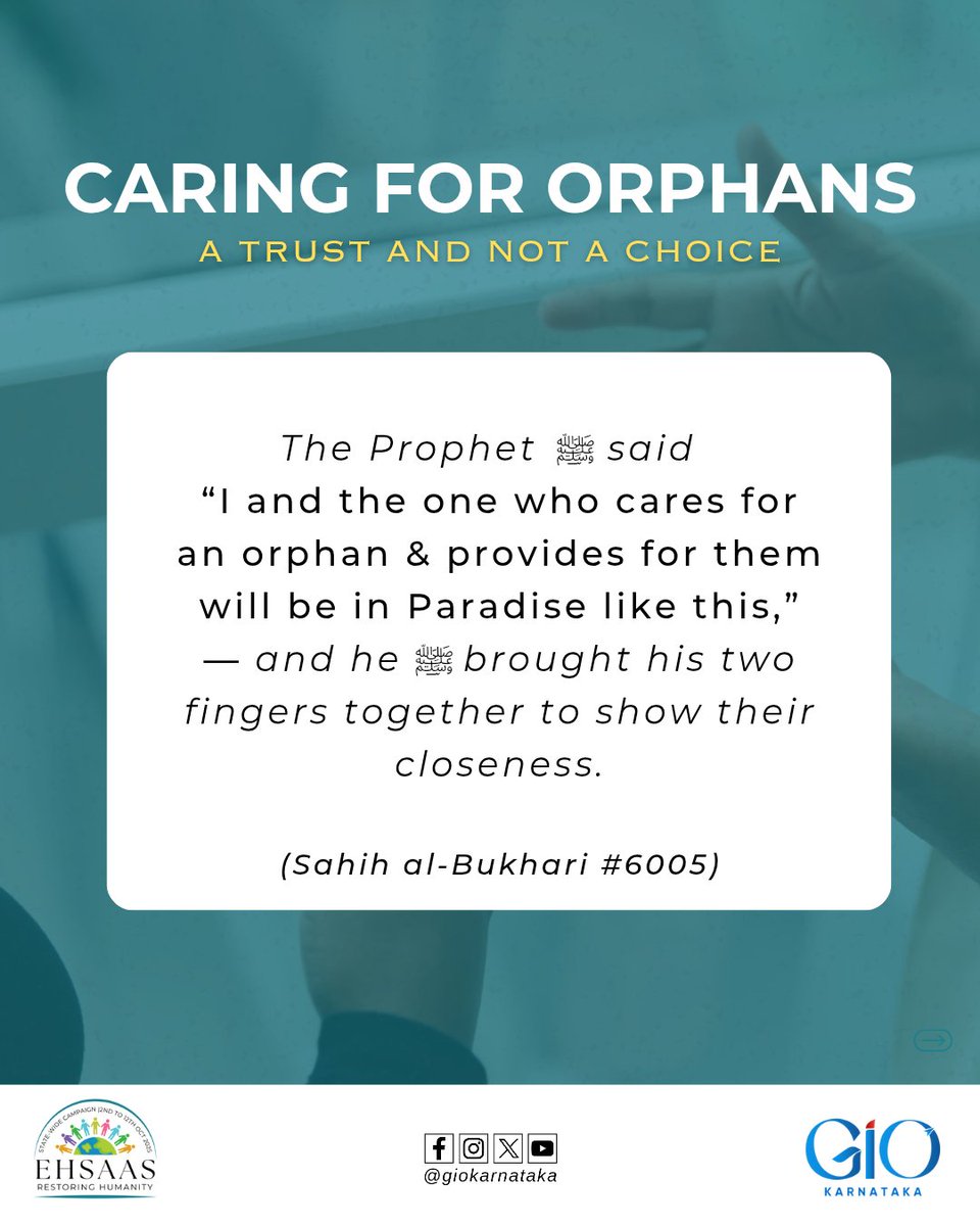giokarnataka's tweet photo. Caring for orphans is a righteous act that is considered a means of gaining Allah's pleasure and blessings. 
#Ehsaas #giokarnataka https://t.co/5ioRVSbJIL