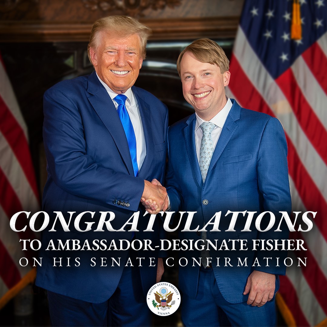 usembvienna's tweet image. Congratulations Ambassador-designate Fisher! The U.S. Senate has confirmed @POTUS’s nomination of Arthur Fisher to serve as the next U.S. Ambassador to the Republic of Austria. We look forward to welcoming him in Vienna where he will work to advance American interests and…