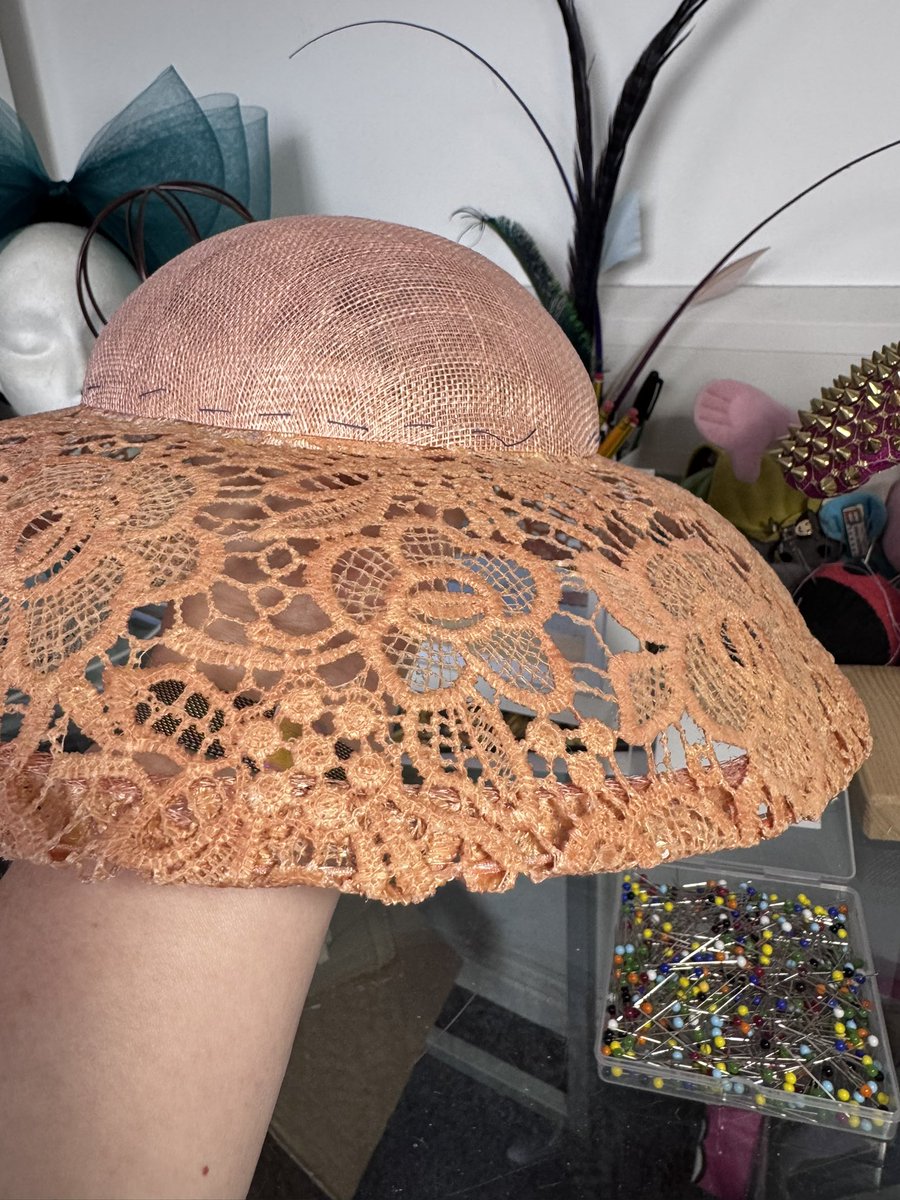 The lace thing has progressed from brilliant idea, love it, what were you thinking when you decided to make this, hate it, it’ll never work and has now reached the actually I quite like thisI think it will be nice when it’s finished stage! The joys of my adventures in millinery!