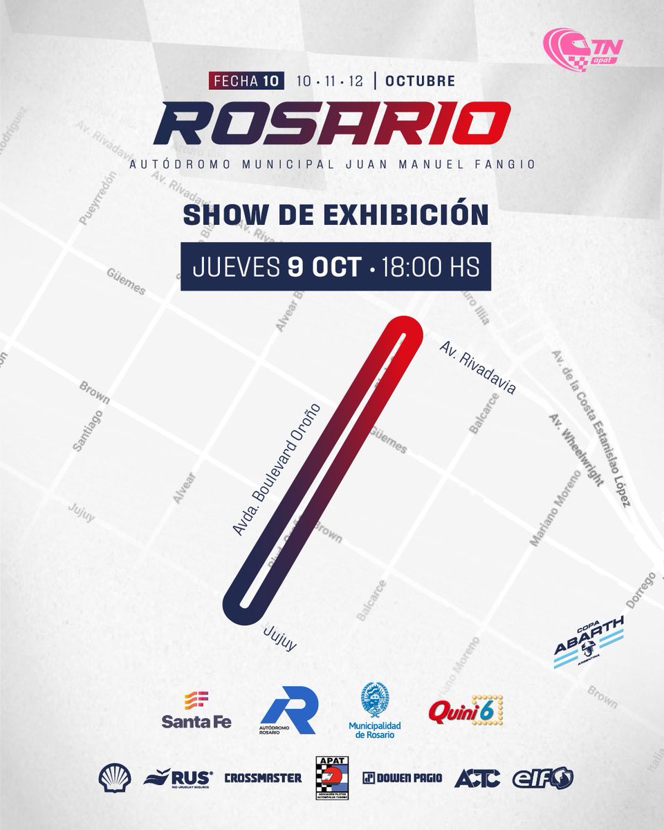 Apat_TN's tweet photo. 🔥 Mañana vamos a girar por las calles de Rosario 🇦🇷

Este jueves viviremos una previa muy especial del #TNenRosario 🔝

📅 10, 11 y 12 de octubre en el Autódromo Ciudad de Rosario 🏆

🎟️ Entradas anticipadas hasta el jueves 9/10.
👉 Adquirilas en: https://t.co/3KpC8uhfi7 https://t.co/ATpHWyKgZC