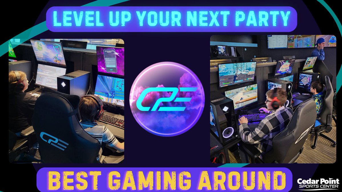 Invite all your gaming friends to this ultimate gaming party where you have access to our full library of PC games. 
cedarpointesports.com/party-booking