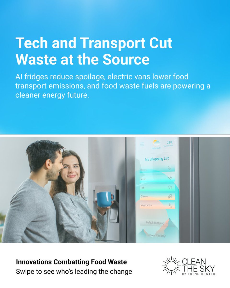🥦🌍 From AI fridges to upcycled snacks and fruit-based cosmetics, innovation is turning food waste into a climate solution.

Read more: cleanthesky.com/innovationlist…

#FoodWasteSolutions #EcoInnovation #ClimateAction