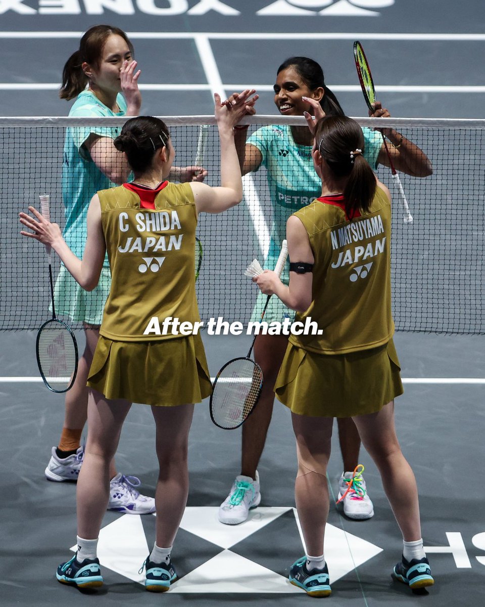 Respect between opponents🤝

In badminton, rivalries can be intense and matches are always played with 100% determination and fight.

But after the match is over, the respect between opponents is undeniable ♥️

#YAE26