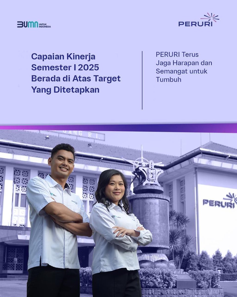 longicia's tweet photo. PERURI berhasil mencatat kinerja solid di paruh pertama 2025 sebagai bukti komitmen perusahaan agar terus tumbuh berkelanjutan.

#PerusahaanTeknologiHighSecurity #InnovationforASovereignFuture #KemajuanBerdaulat #InovasiKeamananTinggi #PeruriGovTechIndonesia #TrusteeOfSovereignty https://t.co/Ju7yRYmxOD