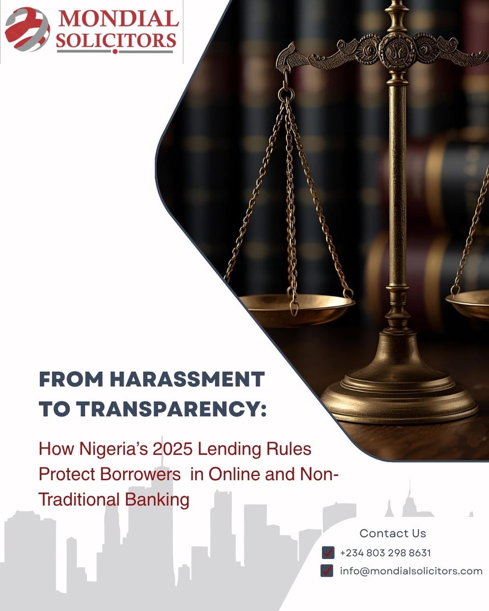 mondialawyers's tweet photo. Everything you need to know about the new FCCPC's Lending Regulations.

Nigerian borrowers are now better protected from predatory lenders. 

See some of the key changes below 

A Thread. https://t.co/Bsdb6TNX2O