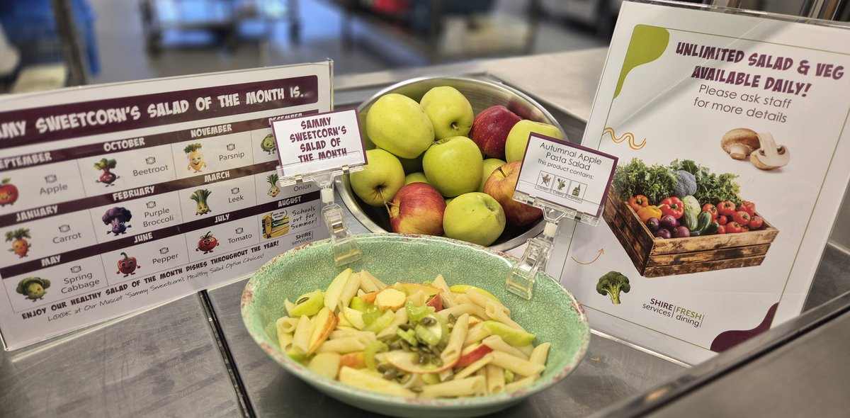 🥗 #SuperSalads are here! Kicking off with 🍎Apple &amp; Broccoli Super Salad🥦

Thanks Claire <a href="/BictonSchool/">Bicton School</a> for sending these photos over. She said it was a big hit with pupils👏

Plus Autumnal Apple Pasta Super Salad-fresh, tasty and full of flavour!

#SchoolMeals #HealthyEating
