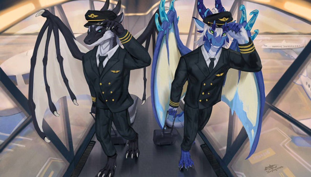 Dragon Pilots 🐲
--------
You ask why we don’t just fly with our wings — well, why do you drive when you’ve got legs?😎

ft. <a href="/Swallow_608/">Fafnir</a> 
Art by <a href="/zephyxus/">Zephyxus (Zephy) - Moved to 🟦🦋</a>