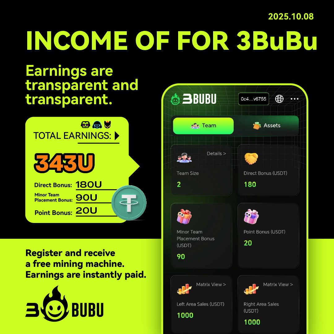 67v567vxua's tweet photo. ๐ฅ 3BuBu Daily Earnings
โก 1013U โข 543U โข 343U
๐ Transparent income, verified live.
๐ https://t.co/EFBI97lsei
#3BuBu #IncomeReport #NodeEarnings #Web3Rewards https://t.co/UWQla3rVlW