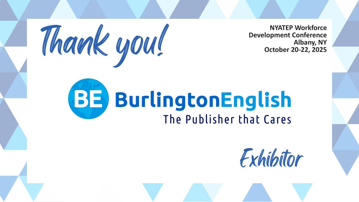NYATEP's tweet photo. Thank you Burlington English Inc. for joining us as exhibitors again this year! Be sure to stop by their booth in just a few weeks.

https://t.co/TkwVSokgNM https://t.co/UKk3UzKdah