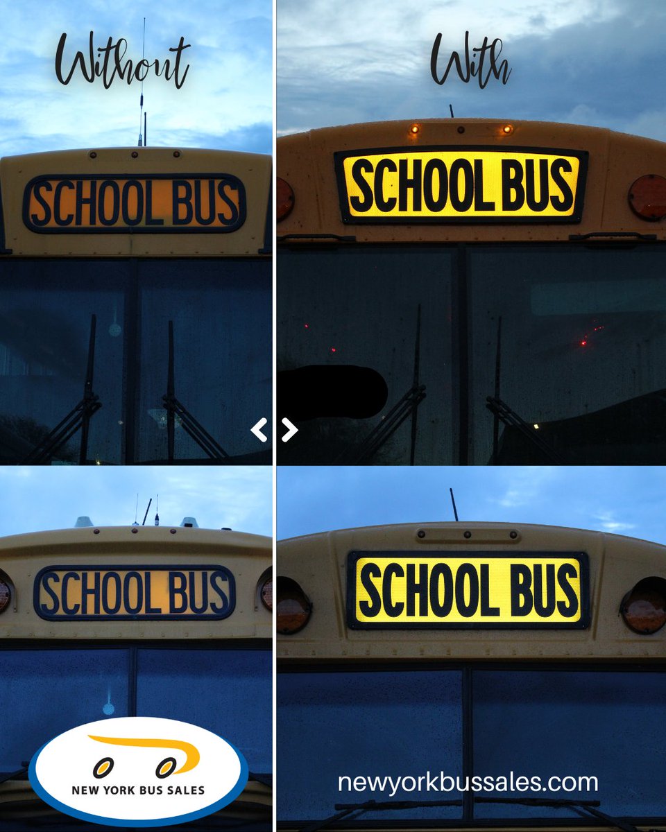 See the difference 👀 With shorter days and darker mornings, our standard illuminated school bus signs help keep students safer at the stop. Bright, clear, and impossible to miss, because safety always comes first. ✨🚌

#safety #schoolbus #BeSeenBeSafe #nybs