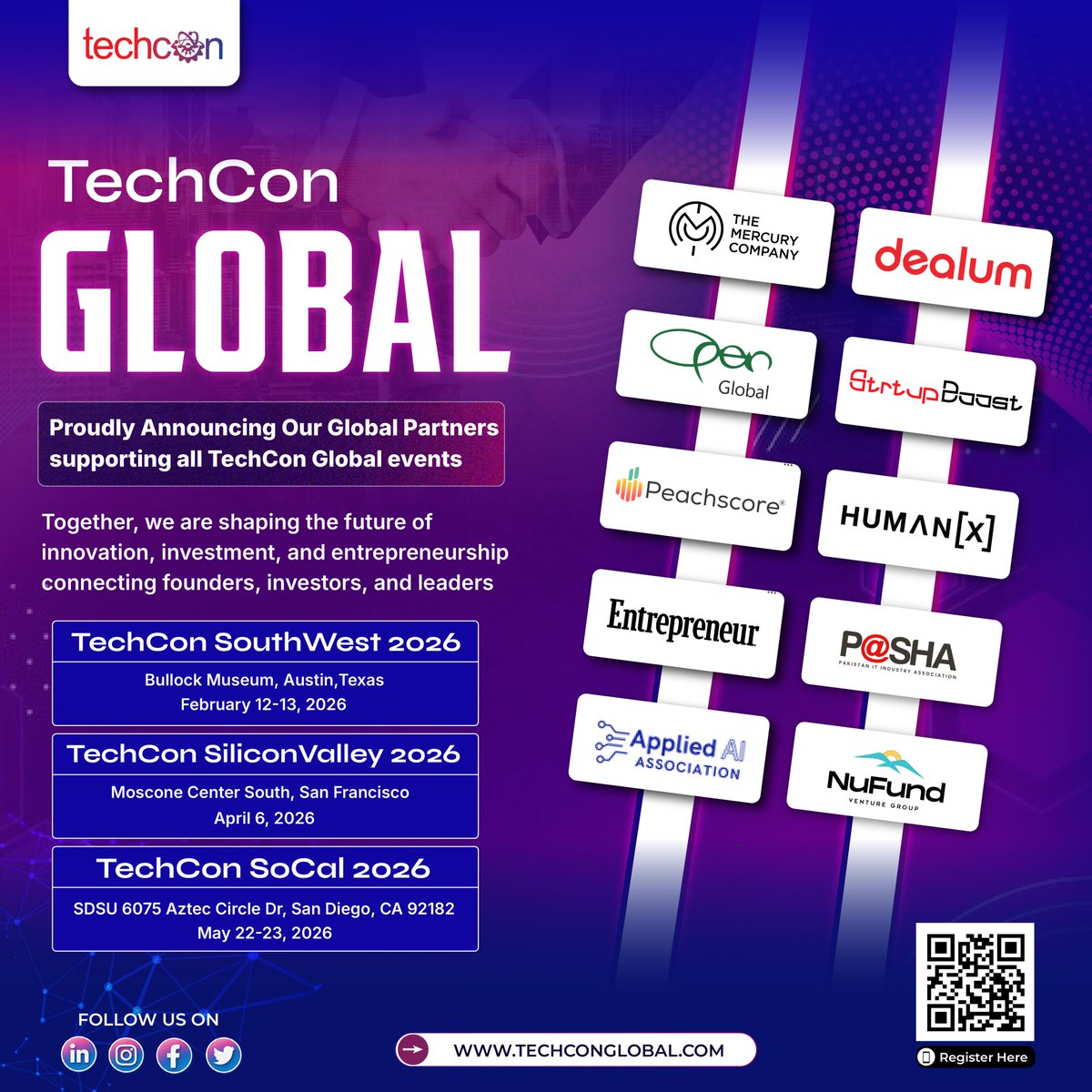 TechCon_Global's tweet image. 🌍 Innovation happens when vision meets collaboration.
Proud to announce our Global Partners powering TechCon Global 2026 across Austin, San Francisco & San Diego.
Let’s build the future together.
🔗 techconglobal.com
#techconglobal #innovation #globalpartners…