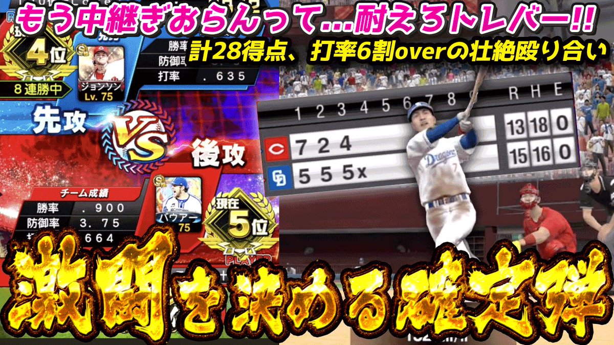 doragons00011's tweet photo. 【必見】※試合時間約30分の激戦…合計34安打の壮絶な打合いを制するのはどちらか！？　【プロスピA】　【リアタイ】 #プロスピa #セリーグ杯 ... https://t.co/GXgsz7kEEM @YouTubeより

リアタイ興味無い人も是非見てほしい試合
動画上げました🙇‍♂️ https://t.co/ScXc8Pn8tP
