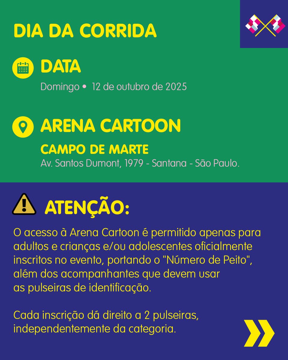 yescom's tweet image. corridacartoon.com

👧🏻🧒🏻Está chegando a hora de correr com a criançada!
 🛍️Prepare-se para retirar os kits dos atletas mirins e se divertir na Corrida Cartoon!